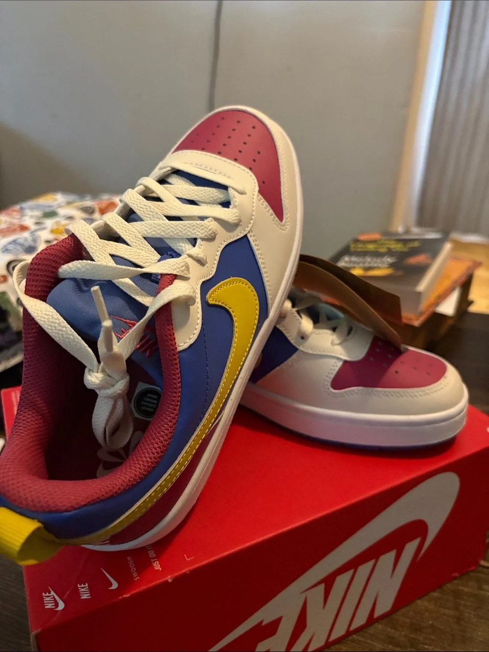 Nike Kids Low-Top Sneakers in Pink, Blue & Yellow